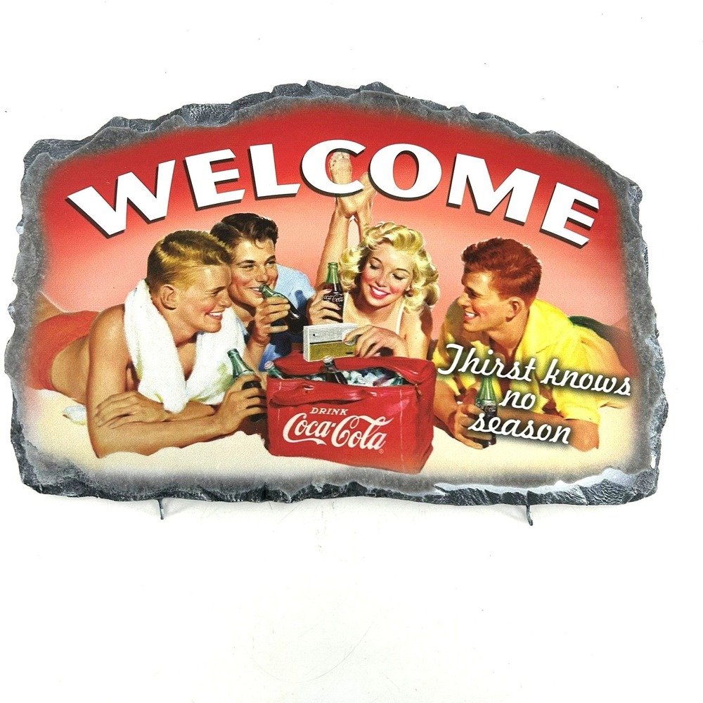Bradford Exchange Coca-Cola Seasonal Welcome Sign Thirst Knows No Season Plaque